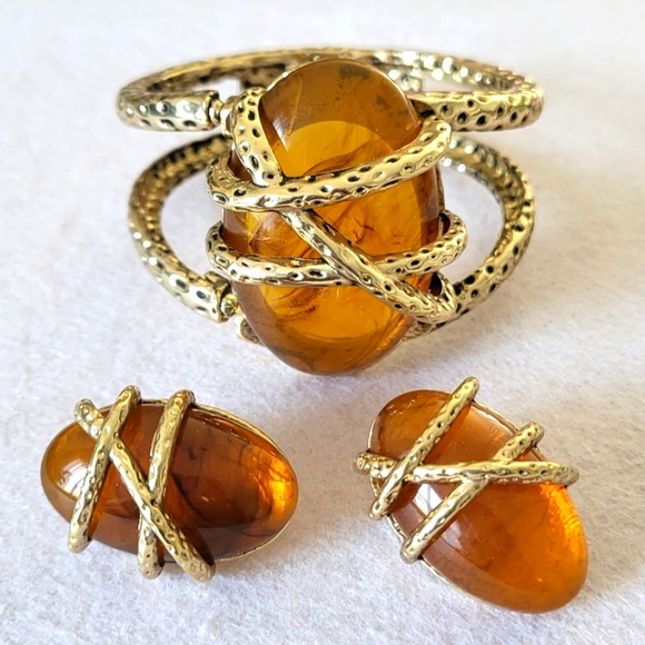 CHUNKY FAUX BOLD BANGLE & EARRING SET - Picture 1 of 2